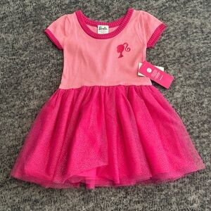 Cute Mattel Barbie Hot Pink Sweater Dress with Sparkly Tulle Size 3T NWT